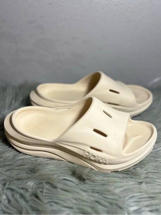 Hoka One One Ora Recovery Slide Cream Beige  Sandals Size 7 - Picture 4 of 11